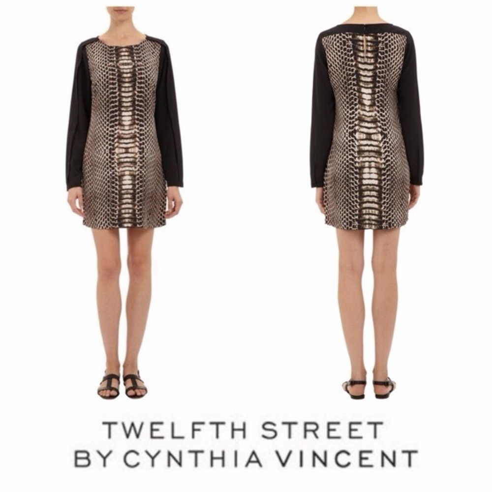 Twelfth Street by Cynthia Vincent Black & Brown Snake-Print Shift Dress